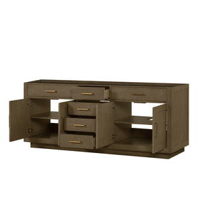 English Elm Grey Grey Oak Double Bath Vanity 84-in Compatible Top, Soft-Close Drawers, Fully Assembled Midcentury Wood Cabinet B2731P257859