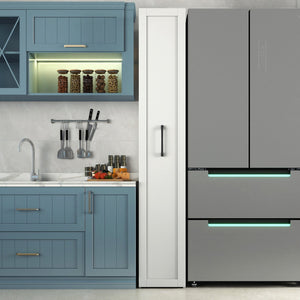 English Elm White,Large, Slim 6-Tier Rolling Storage Cart with Handle & Wheels for Narrow Spaces, Pantry Organizer W331P295244