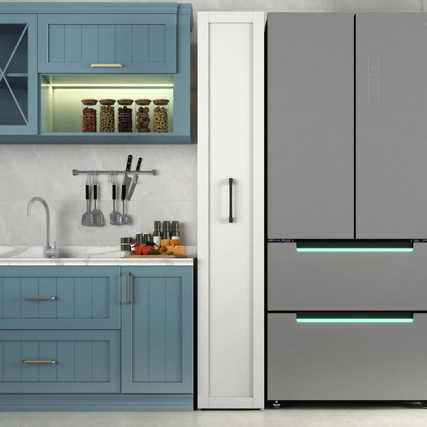 English Elm White,Large, Slim 6-Tier Rolling Storage Cart with Handle & Wheels for Narrow Spaces, Pantry Organizer W331P295244