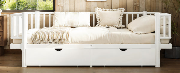 English Elm Full Size Metal Platform Storage Bed Low Profile Steel Frame with Built-in Drawers Light White W5305P471351