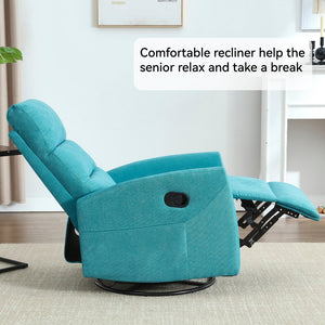English Elm Manual Rocker Recliner with 360 Swivel Fabric Upholstery for Living Room Comfort W3224P289294