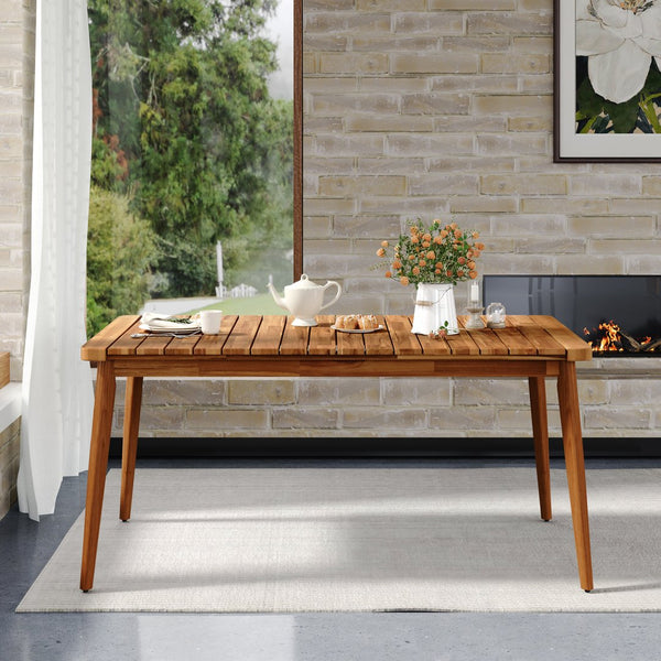 English Elm Christopher Knight Home® - Acacia Modern Outdoor Dining Table 63"L Solid Acacia Wood Patio Farmhouse Centerpiece, 180lb Capacity N779P269291N