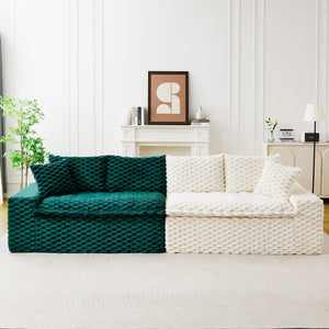 English Elm Luxury Color-Block Turtle Velvet Sofa - Versatile Seating For Stylish Living Rooms & Cozy Gatherings W3371S00053