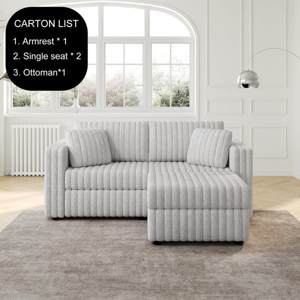 English Elm 75.6"Soft Modular 2-Person Sofa with Hidden-Zipper Washable Cushions & Hydraulic Storage Lift System Light Gray W1767S00008