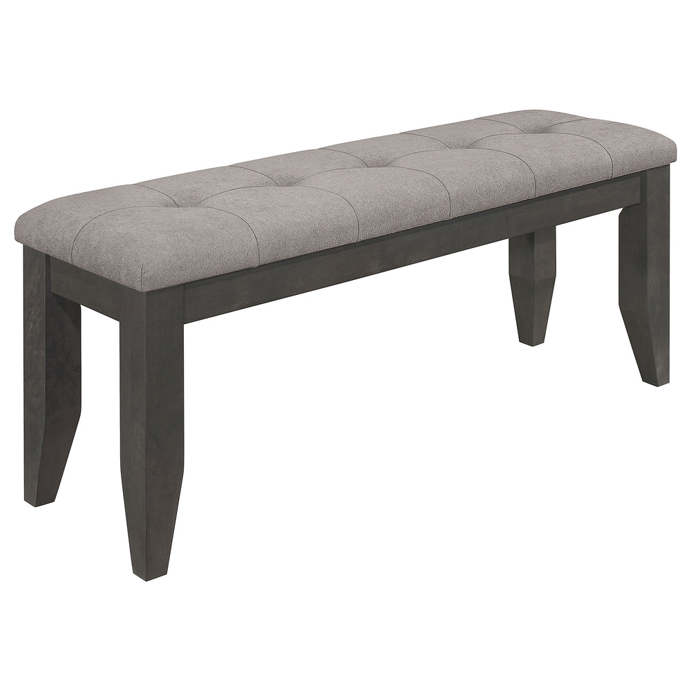 English Elm Erskin Button Tufted Upholstered Bench Rubberwood Frame Slim Dining Room Seat B062P441082