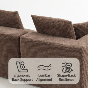 English Elm Modular Low Profile Sectional Sofa Plush Chenille Upholstery for Cozy Living Rooms Brown W3326S00030