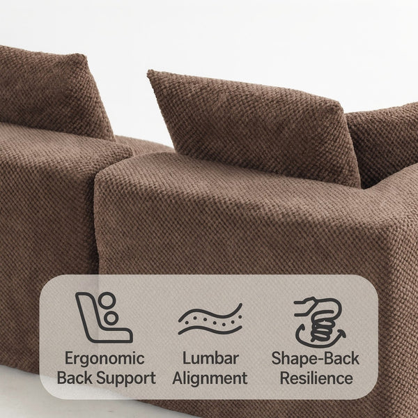 English Elm Modular Low Profile Sectional Sofa Plush Chenille Upholstery for Cozy Living Rooms Brown W3326S00030