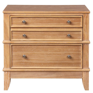 English Elm Hazel Solid Wood 3-Drawer Side Table with Silver Handles, 220 lb Top, 90 lb Drawers, Hazel Finish N701P183796N