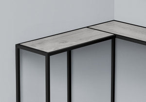 English Elm Accent Table - Stylish L-Shaped Corner Console For Entryway Or Living Room, Grey Laminate & Black Metal B2710P218962