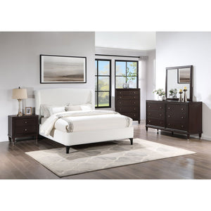English Elm Theodore Boucle Wingback Queen Bed Sculptural Upholstered Frame for Modern Bedrooms B062S01637