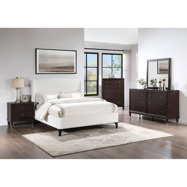 English Elm Theodore Boucle Wingback Queen Bed Sculptural Upholstered Frame for Modern Bedrooms B062S01637