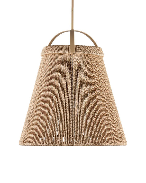 Currey & Company Parnell Medium White Pendant Light - Elegant Bell-shaped Design With Adjustable Chain For Versatile Style Natural Abaca Rope ,Wrought Iron ,Glass 9000-1303-currey-company