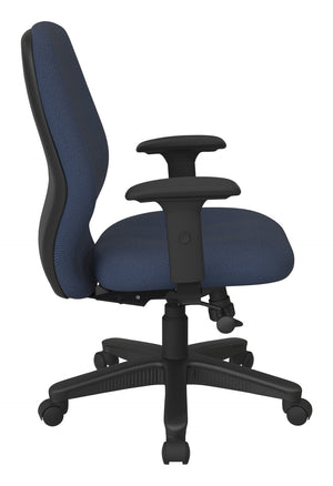 OSP Home Furnishings Mid Back Ergonomic Manager Chair with Synchro Tilt Lumbar Support and Padded Arms Blue Galaxy 3121-296