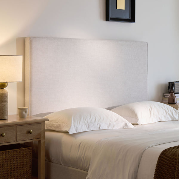 English Elm Lucas Tall Headboard Upholstered Bed - 52" Elegant Ivory Design, No Box Spring, Easy Setup, King Size B083P377094