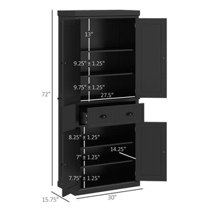 English Elm Homcom 72" Kitchen Pantry - Stylish Freestanding Storage Cabinet With Adjustable Shelves & Drawer W2225S00055