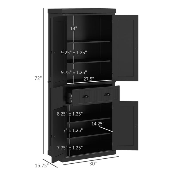 English Elm Homcom 72" Kitchen Pantry - Stylish Freestanding Storage Cabinet With Adjustable Shelves & Drawer W2225S00055
