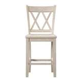 Homelegance By Top-Line Juliette Double X-Back Counter Height Chairs (Set of 2) White Rubberwood