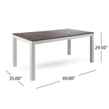 Christopher Knight Home® - Noble House - Bali Outdoor Dark Brown Finished Acacia Wood Dining Table with White Finished Legs