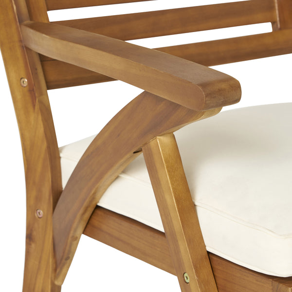 English Elm Helen Outdoor Acacia Hardwood Dining Chairs Curved Slat Back Patio Set of Two 54555.00TEA