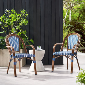 English Elm Bistro Wicker Outdoor Dining Chairs Set of Two with Rust Resistant Aluminum Frame Patio 72905.00NVY