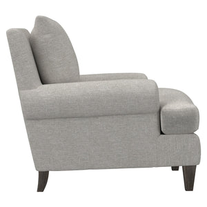 Bernhardt Bernhardt Isabella Chair — Plush Gray Transitional Lounge Seating With Rolled Arms, Exposed Wood Legs (Made-To-Order) P4612B