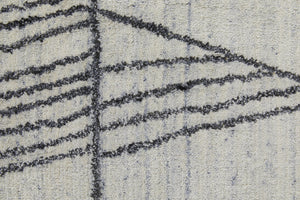 Feizy Rugs Whitton Handwoven Wool & Viscose Rug - Contemporary Abstract Design In Dark Blues & Grays Ivory,Black Viscose,Wool Wtn8893fivyblkp00