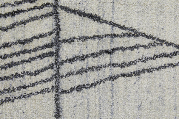 Feizy Rugs Whitton Handwoven Wool & Viscose Rug - Contemporary Abstract Design In Dark Blues & Grays Ivory,Black Viscose,Wool Wtn8893fivyblkp00