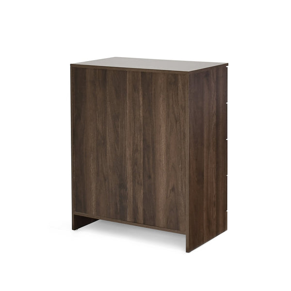 English Elm Christopher Knight Home® - DELANEY Walnut 4-Drawer Dresser with Faux Wood Finish, Compact Storage, Block Pulls, 27.5"W x 34"H 71141.00WALN