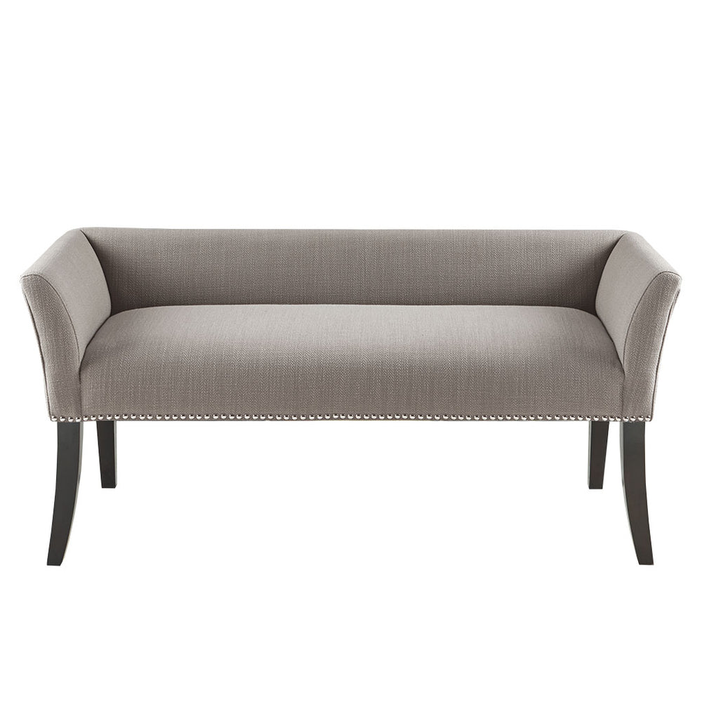 JLA Home Madison Park - 49.5" Welburn Upholstered Bench with Low Back, Nailhead Trim & Wood Legs — Compact Elegant Accent Seat MP105-0471