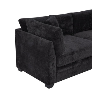 English Elm Christopher Knight Home® - 83.50" Modern Flared Arms Sofa with Chenille Upholstery, High-Density Cushions and Sturdy Legs Black N771P345835H