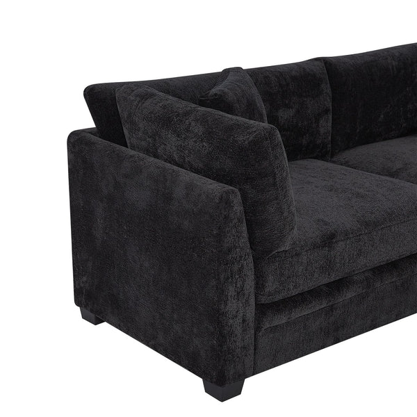 English Elm Christopher Knight Home® - 83.50" Modern Flared Arms Sofa with Chenille Upholstery, High-Density Cushions and Sturdy Legs Black N771P345835H