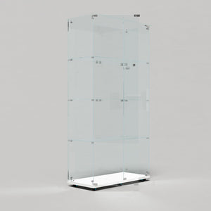 English Elm Tempered Glass Display Cabinet With Bluetooth Led Strip, Swivel Casters & Mobile App Control, White W3155S00004-GIGA