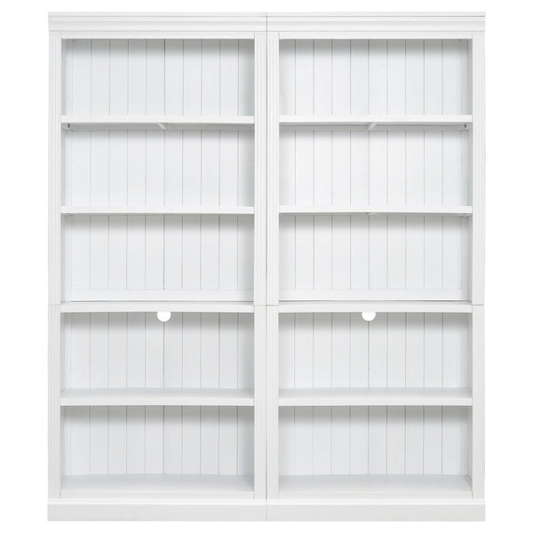 English Elm 83" 5-Tier Bookcase Suite with Adjustable Shelves, Solid Wood Frame, Cable Hole & 55lb Capacity White N751S191920K