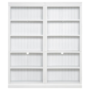 English Elm 83" 5-Tier Bookcase Suite with LED Light Strip, Adjustable Shelves, Cable Management & Solid Wood Frame White N751S246920K