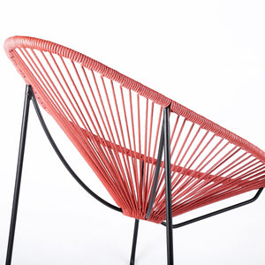 English Elm Lirren Steel Papasan Lounge Chair with Woven Rope Seat, Indoor/Outdoor Durable Design, No Assembly Required Red B2736P354304