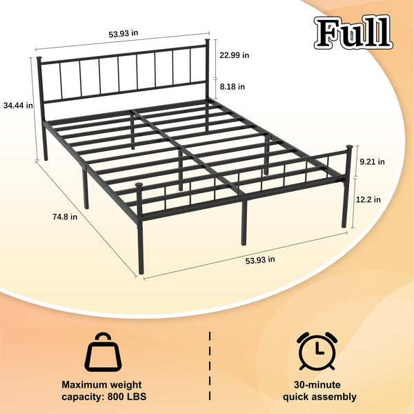 English Elm Full Platform Bed Frame with Integrated Headboard Footboard and Under Bed Storage Space W311P433478