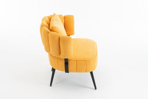 English Elm Decorative Chenille Barrel Tub Chair with Pocket Coil Cushion for Cozy Reading Nooks Yellow W5188P462022