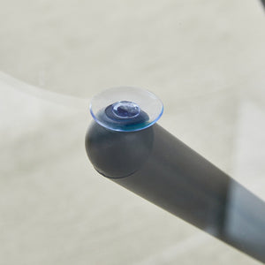 English Elm Table Set: Modern Round Tempered Glass Dining Table With 4 Transparent Chairs & Black Metal Legs W1151S03677-GIGA