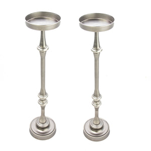 English Elm 26in. Steel Martini Side Tables Powder Coated Matte Patio Lounge Accent Set of 2 Brushed Silver B2751P436402