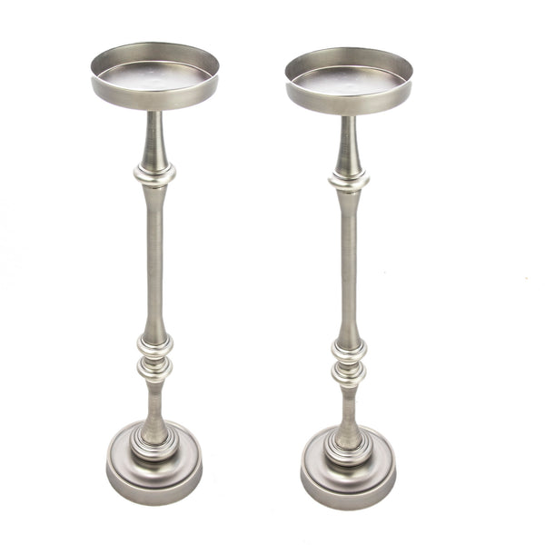 English Elm 26in. Steel Martini Side Tables Powder Coated Matte Patio Lounge Accent Set of 2 Brushed Silver B2751P436402