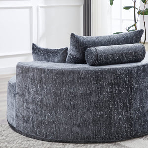 English Elm 55''L Chenille sponge single sofa sleeper chair — no assembly, ultra-soft chenille, plush backrest pillow comfort for living room relaxation Grey W834P221026