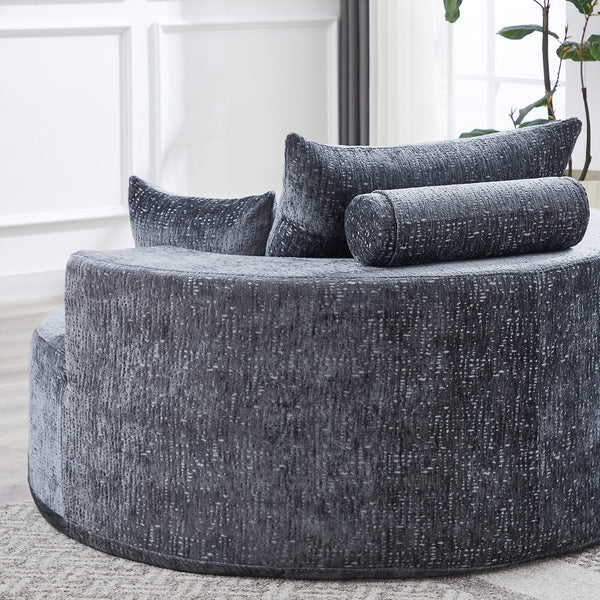 English Elm 55''L Chenille sponge single sofa sleeper chair — no assembly, ultra-soft chenille, plush backrest pillow comfort for living room relaxation Grey W834P221026