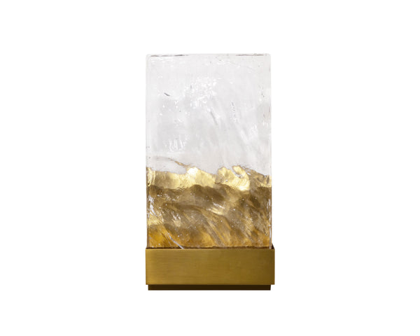 Sunpan Indira Sconce - Elegant Thick Cast Glass with Brushed Gold Base for Stunning Indoor Illumination