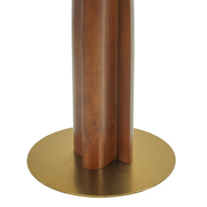 English Elm Modern Square Dining Table: Elegant Sintered Stone With Wooden Legs & Gold Base For Small Spaces W1535S00607