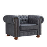 English Elm Classic Chesterfield Sofa Chair For Living Room Grey Faux Leather