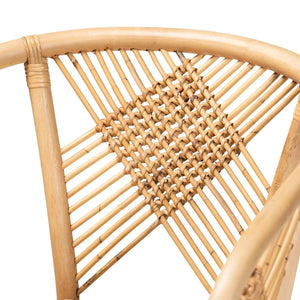 English Elm Modern Natural Rattan Dining Chair Woven Geometric Back Boho Armchair for Eclectic Spaces B2750P470043