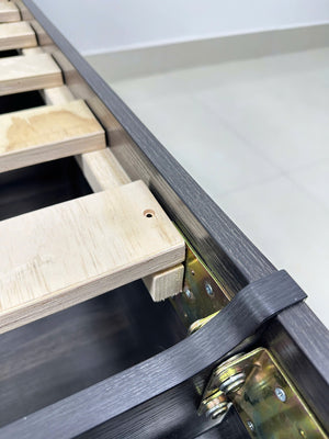 English Elm Robin Twin Storage Bed Dark Gray with 4 Extra-Deep Drawers, Sturdy Wood Frame, Slatted Platform, Adjustable Headboard Shelves B040S00132