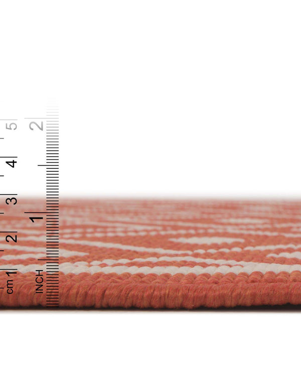 Unique Loom Outdoor Trellis Kafes Machine Made Geometric Rug Rust Red, Ivory 5' 3" x 8' 0"