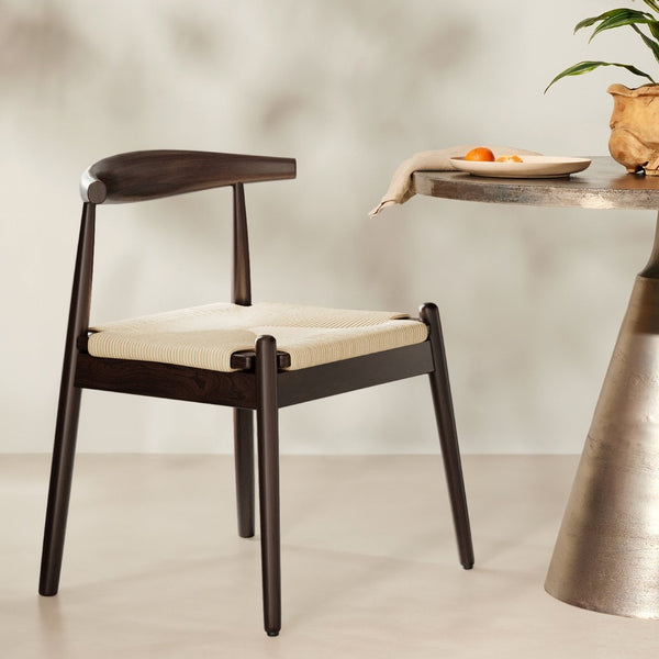 English Elm Weave Dining Chairs Set Of 2 - Mid-Century Modern Oak Frame With Handwoven Seats For Any Space T3623P371951-GIGA