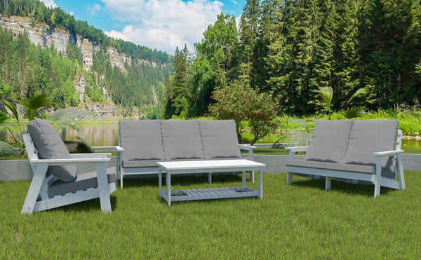 English Elm HIPS All-Weather Outdoor Single Sofa with Cushion — Wood Grain Finish, Color-Stay, UV & Rust Resistant W1209114905
